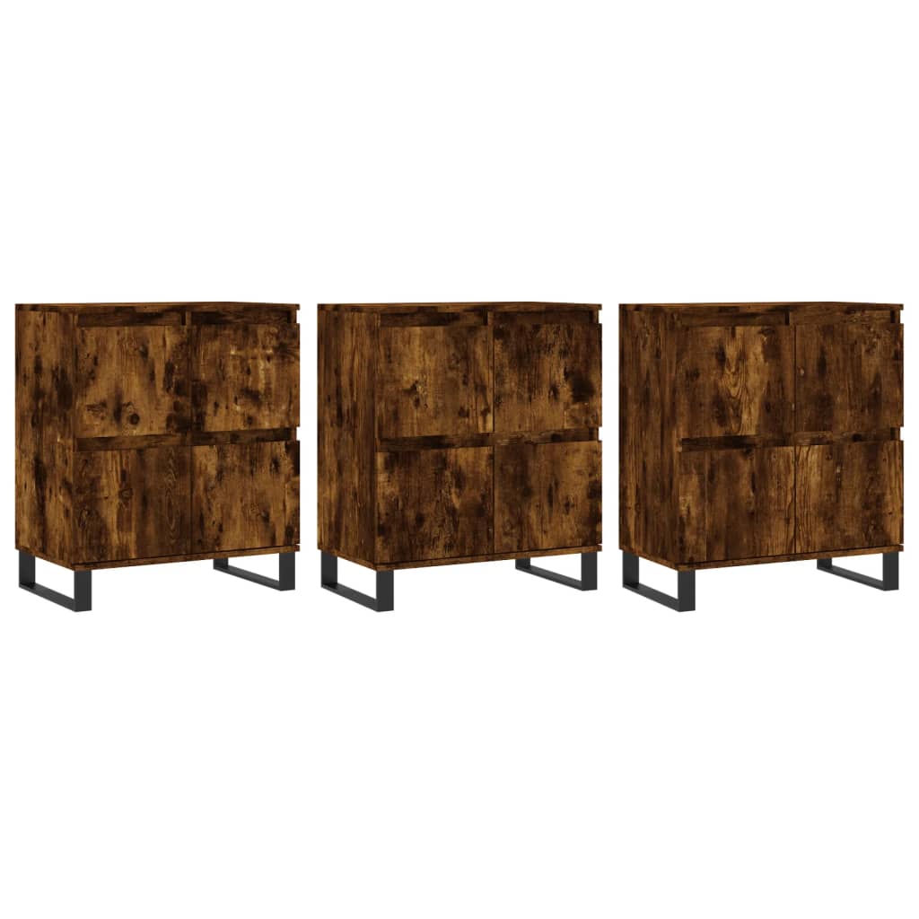 Sideboards 3 pcs Smoked Oak Engineered Wood