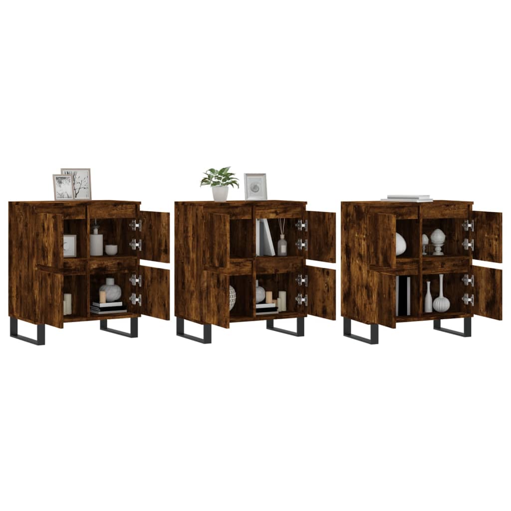 Sideboards 3 pcs Smoked Oak Engineered Wood