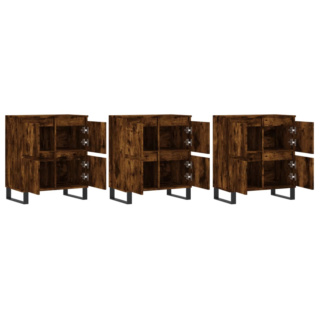 Sideboards 3 pcs Smoked Oak Engineered Wood