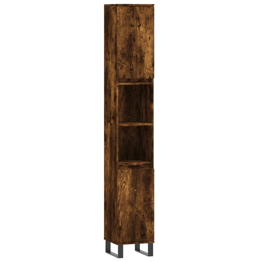 3 Piece Bathroom Furniture Set Smoked Oak Engineered Wood