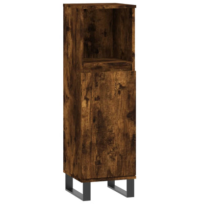 3 Piece Bathroom Furniture Set Smoked Oak Engineered Wood