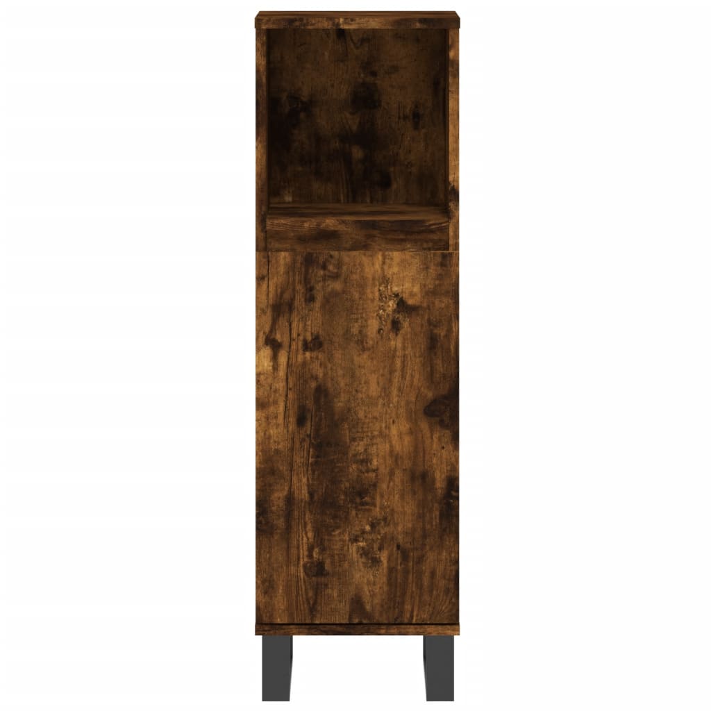 3 Piece Bathroom Furniture Set Smoked Oak Engineered Wood