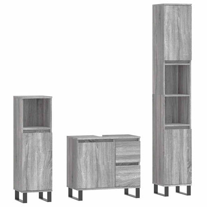 3 Piece Bathroom Furniture Set Grey Sonoma Engineered Wood