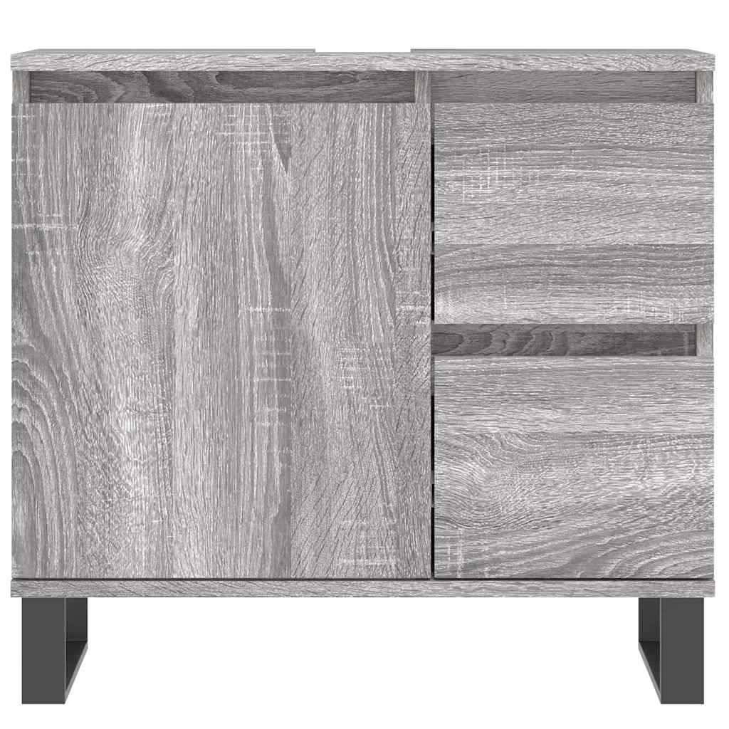 3 Piece Bathroom Furniture Set Grey Sonoma Engineered Wood
