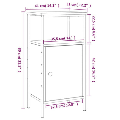 Bedside Cabinet Smoked Oak 41x31x80 cm Engineered Wood