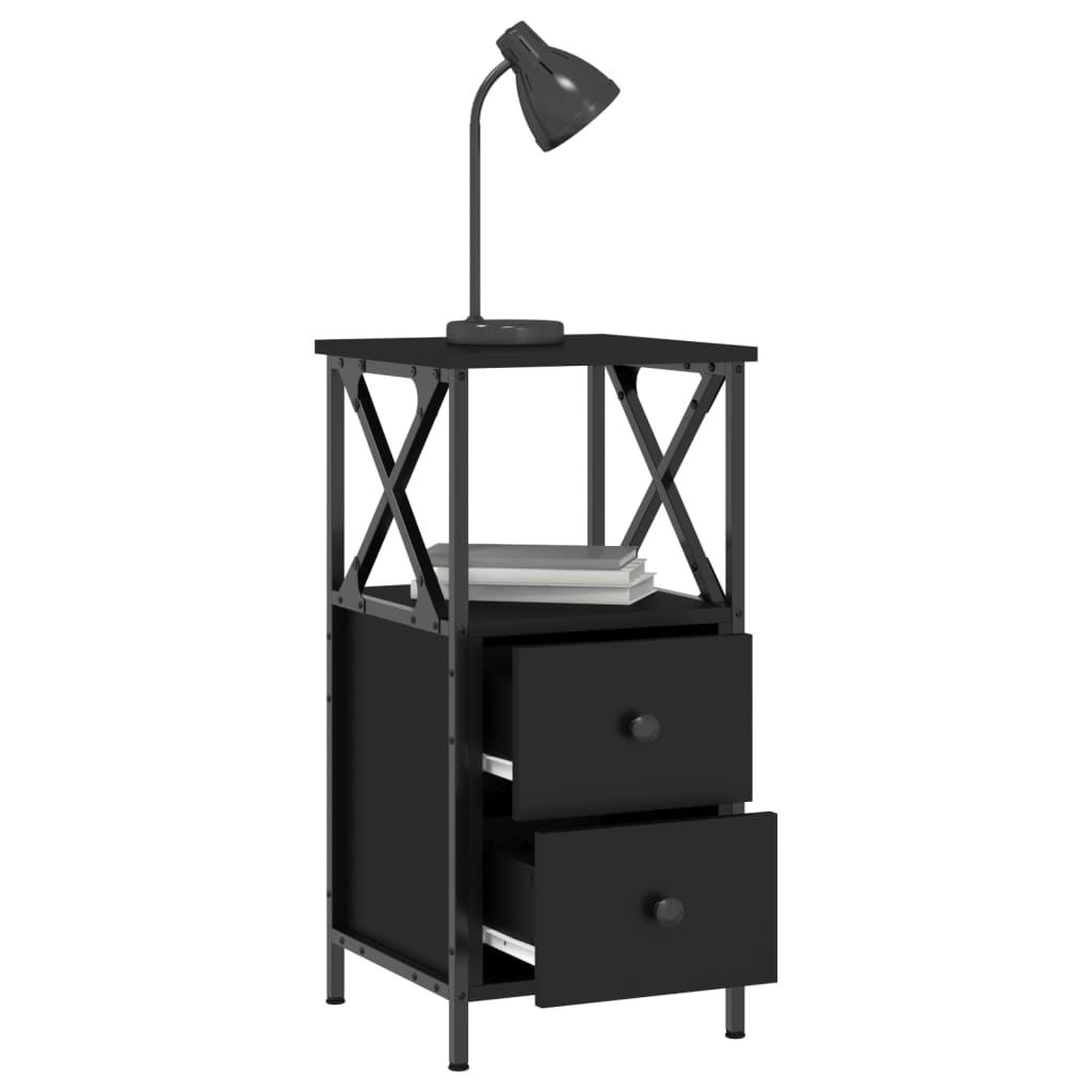 Bedside Cabinet Black 34x35,5x70 cm Engineered Wood