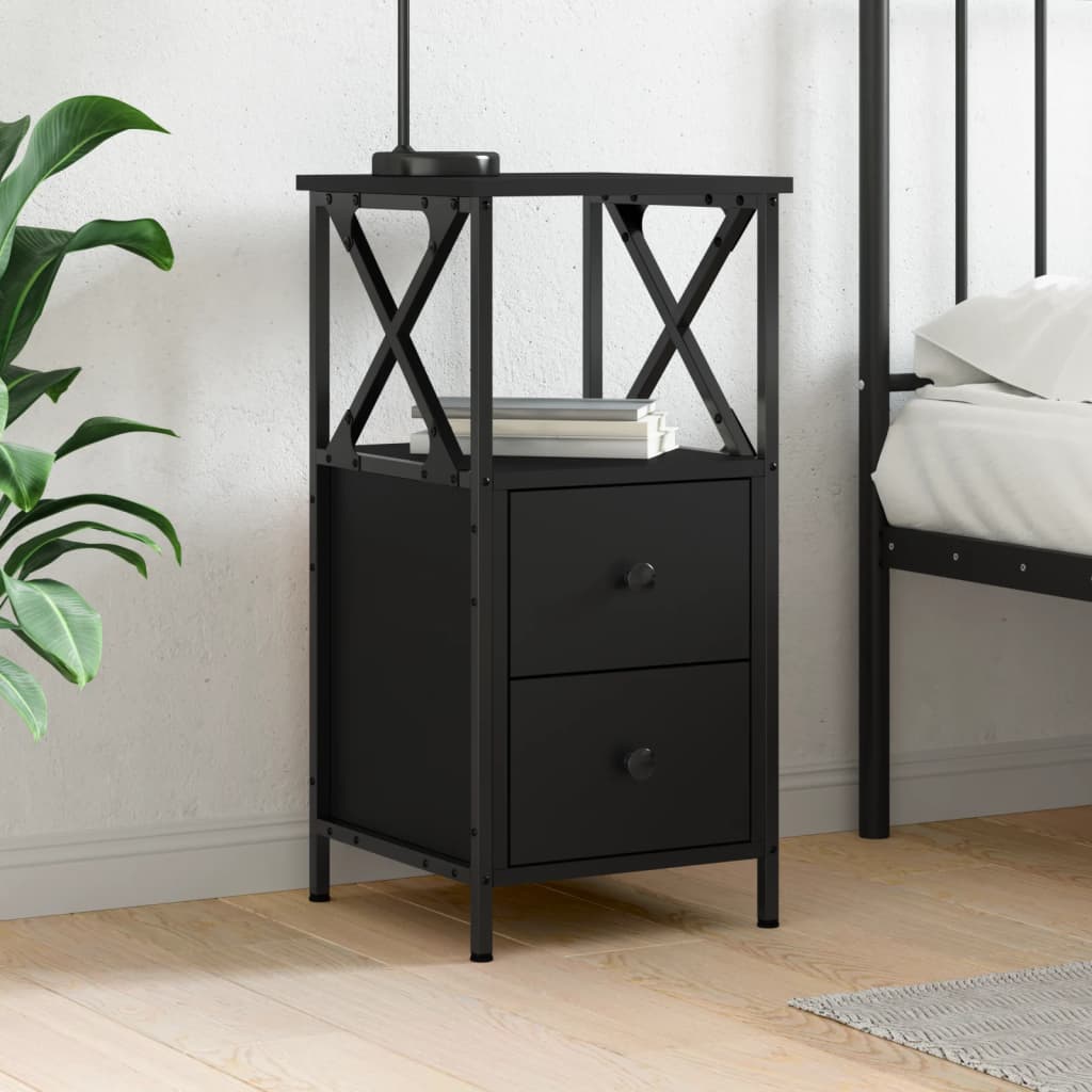 Bedside Cabinet Black 34x35,5x70 cm Engineered Wood