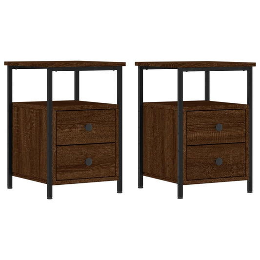 Bedside Cabinets 2 pcs Brown Oak 34x35.5x50 cm Engineered Wood