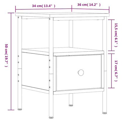 Bedside Cabinets 2 pcs Brown Oak 34x36x50 cm Engineered Wood