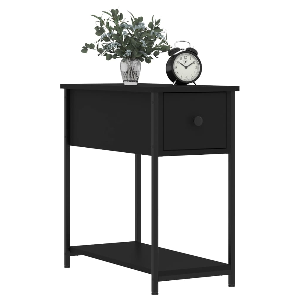 Bedside Cabinet | Set of 2 | Black | Engineered wood, iron | Compact