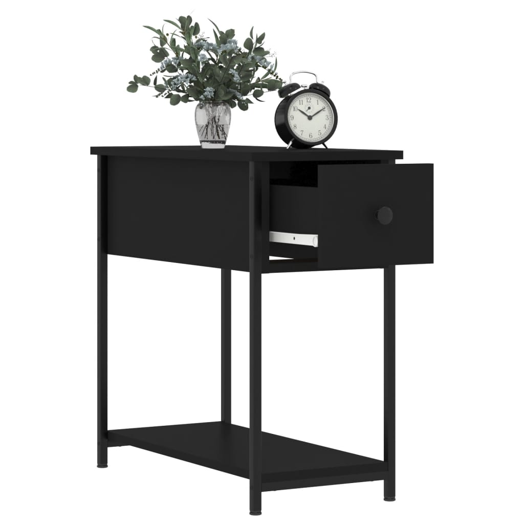 Bedside Cabinet | Set of 2 | Black | Engineered wood, iron | Compact