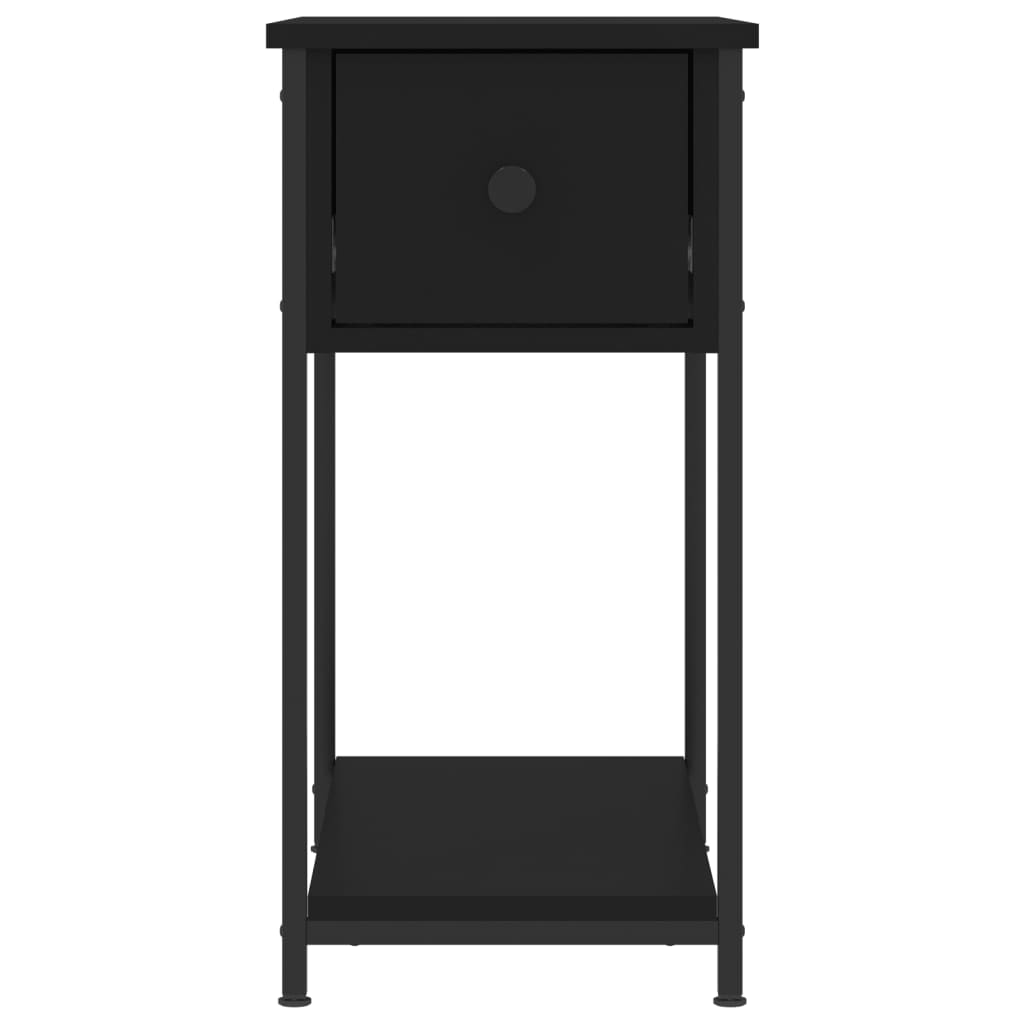 Bedside Cabinet | Set of 2 | Black | Engineered wood, iron | Compact