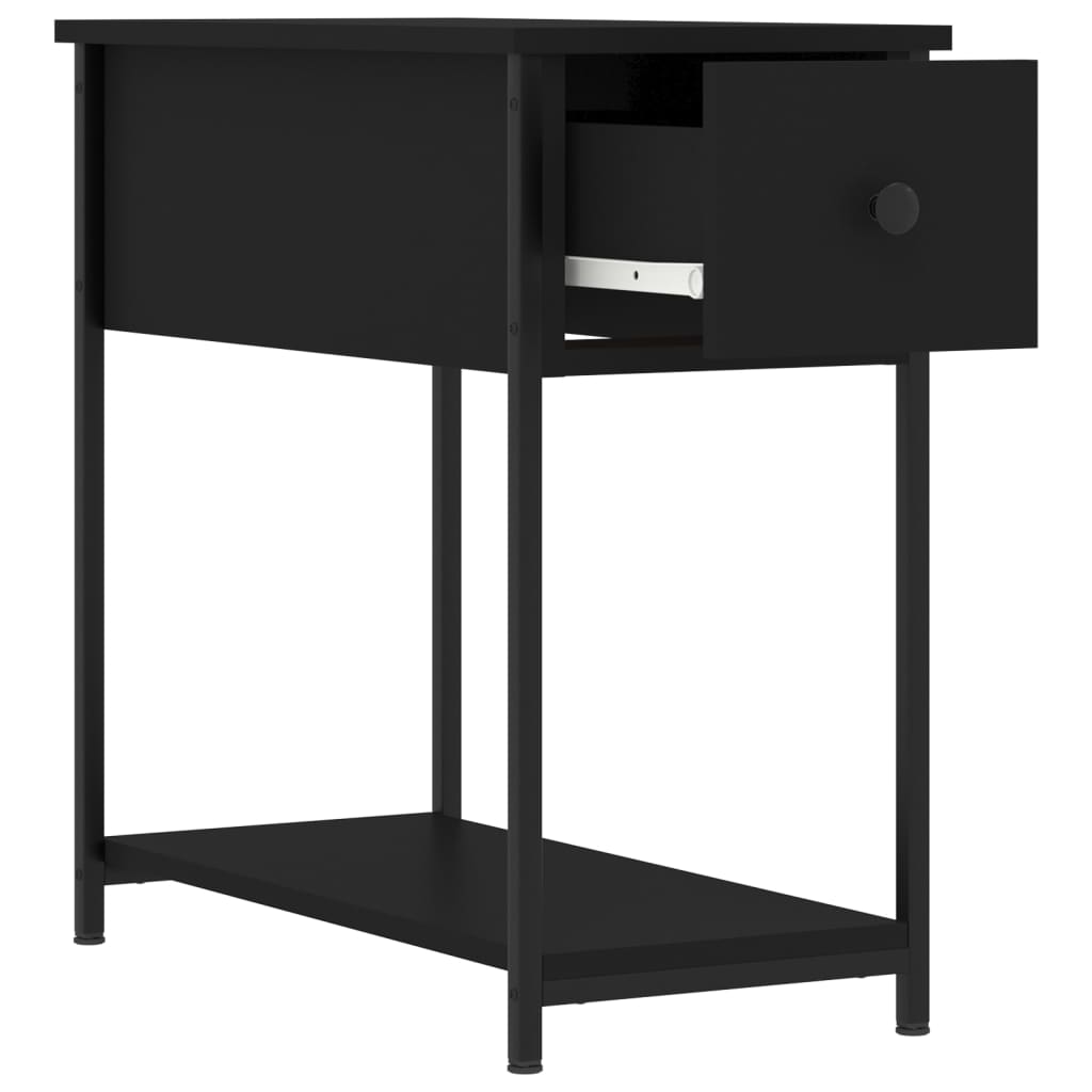 Bedside Cabinet | Set of 2 | Black | Engineered wood, iron | Compact