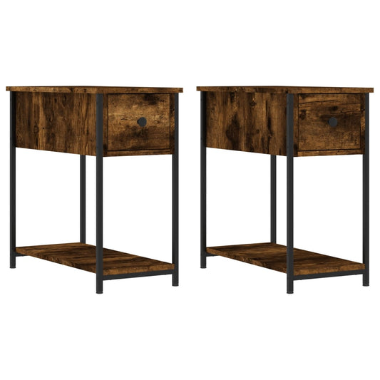 Bedside Cabinet | Set of 2 | Smoked Oak | Engineered wood, iron