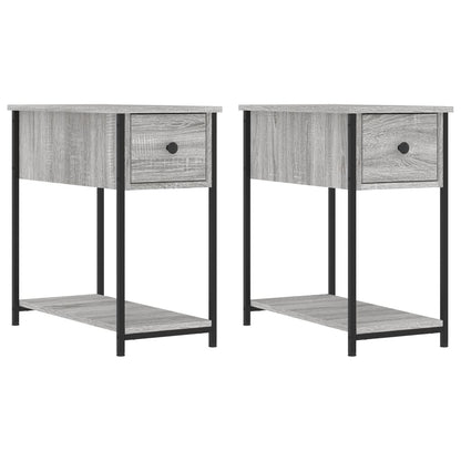 Bedside Cabinet | Set of 2 | Grey Sonoma | Engineered wood, iron