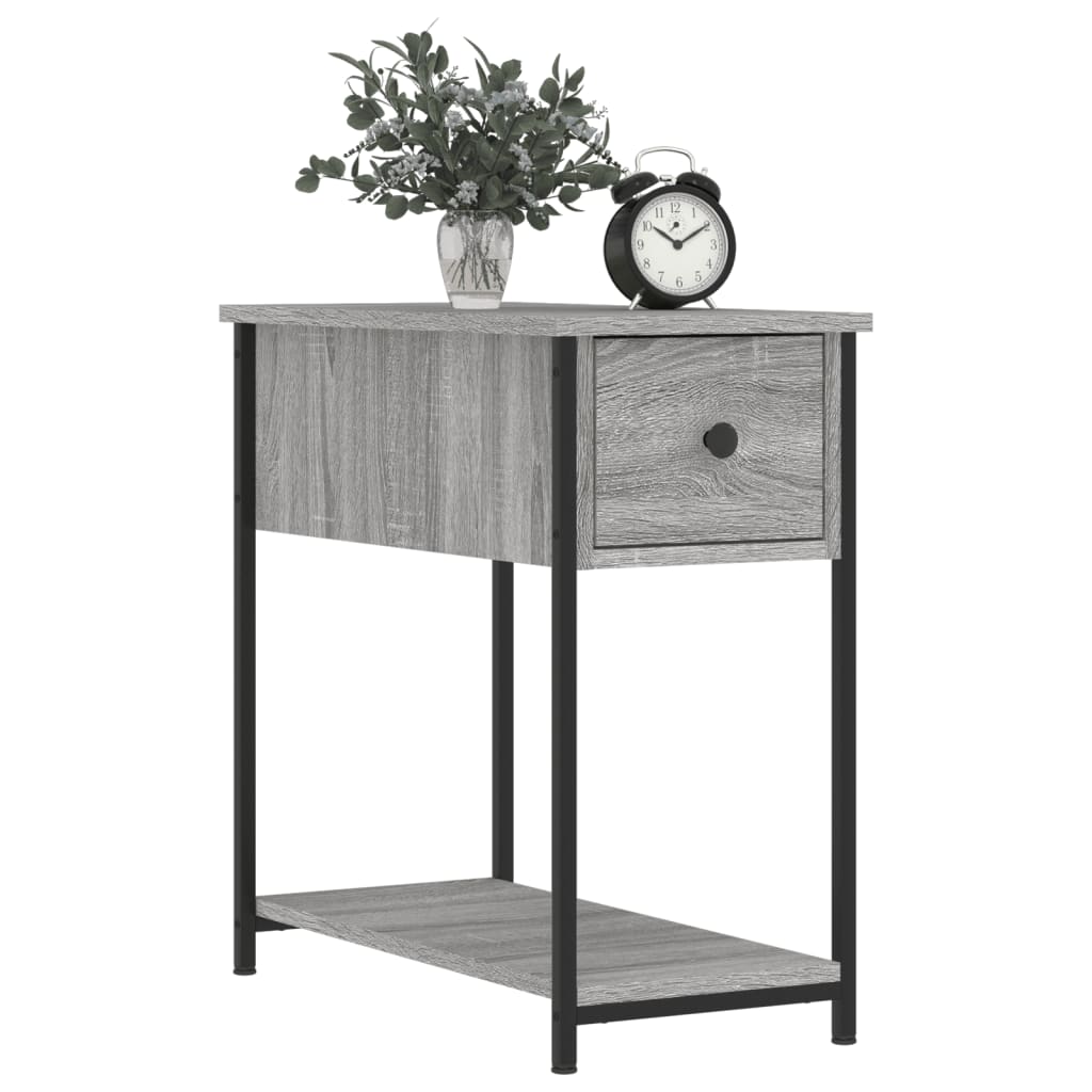 Bedside Cabinet | Set of 2 | Grey Sonoma | Engineered wood, iron