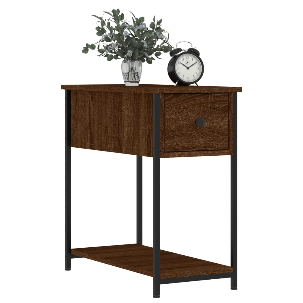 Bedside Cabinet | Set of 2 | Brown Oak | Engineered wood, iron | Modern