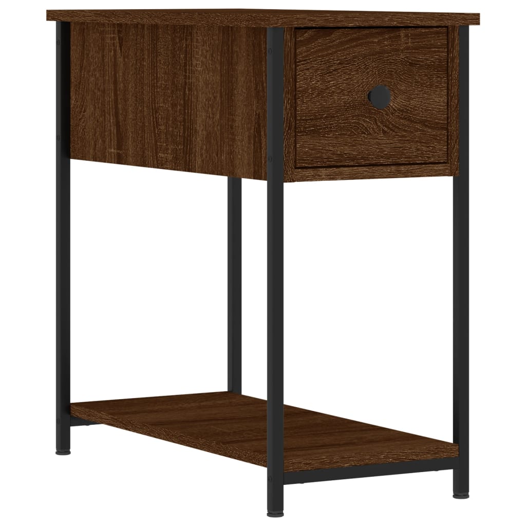 Bedside Cabinet | Set of 2 | Brown Oak | Engineered wood, iron | Modern