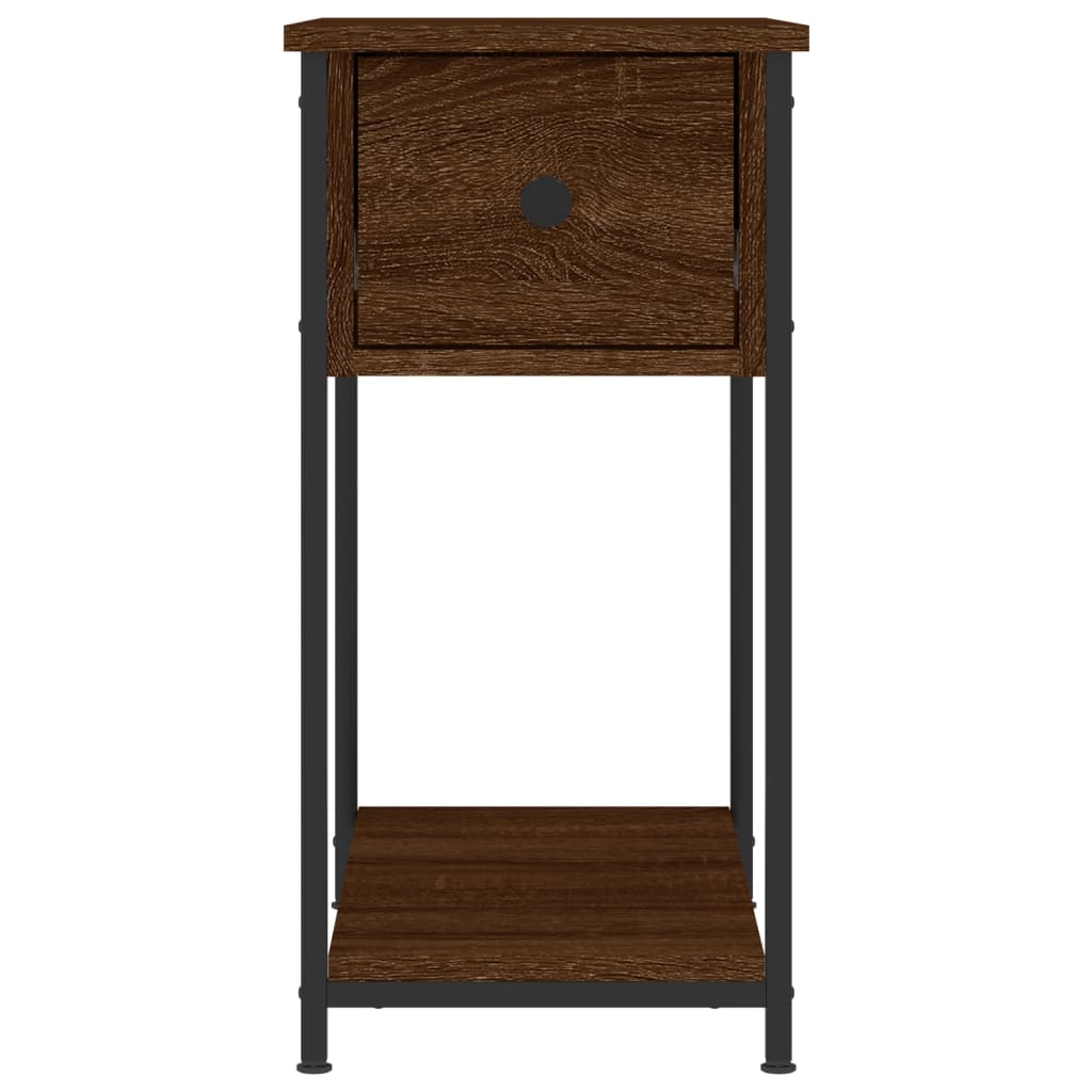 Bedside Cabinet | Set of 2 | Brown Oak | Engineered wood, iron | Modern