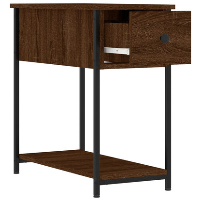 Bedside Cabinet | Set of 2 | Brown Oak | Engineered wood, iron | Modern