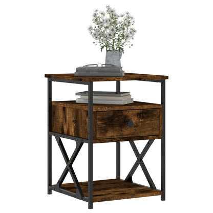 Bedside Cabinet | Smoked oak | Engineered wood and iron | Medium