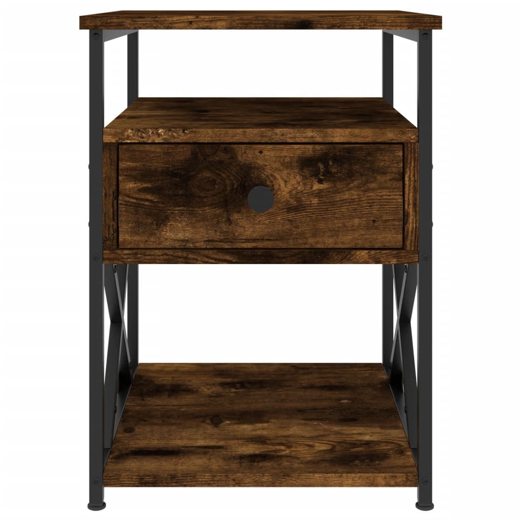 Bedside Cabinet | Smoked oak | Engineered wood and iron | Medium