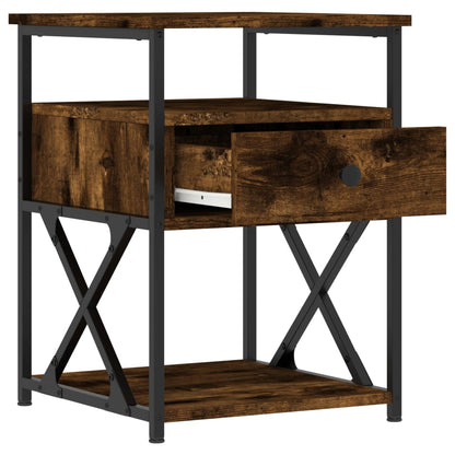 Bedside Cabinet | Smoked oak | Engineered wood and iron | Medium