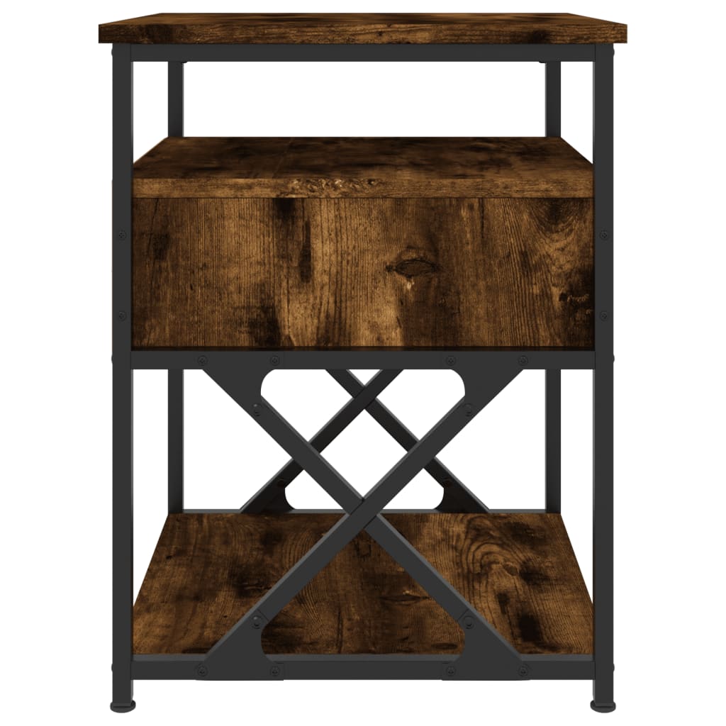 Bedside Cabinet | Smoked oak | Engineered wood and iron | Medium