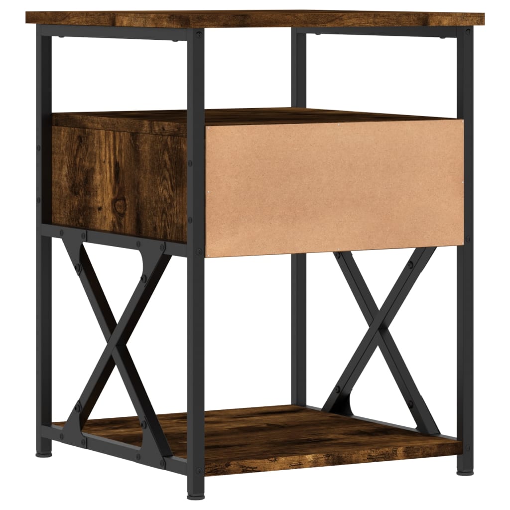 Bedside Cabinet | Smoked oak | Engineered wood and iron | Medium