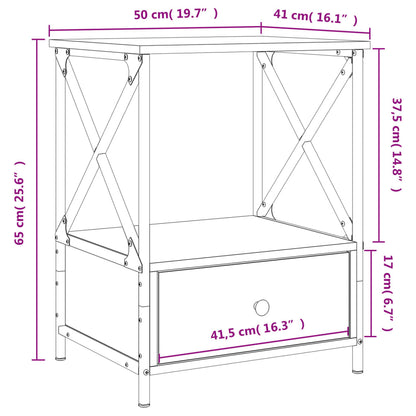 Bedside Table Smoked Oak 50x41x65 cm Engineered Wood