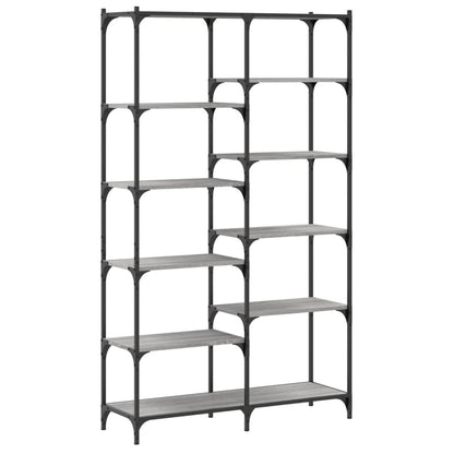 Bookshelf Grey Sonoma 100x32x170 cm Engineered Wood and Iron