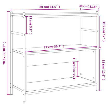 Bookshelf Sonoma Oak 80x30x78,5 cm Engineered Wood and Iron