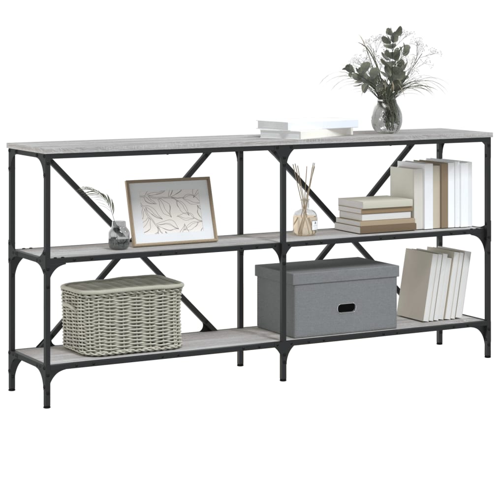 Console Table Grey Sonoma 160x30x75 cm Engineered Wood and Iron