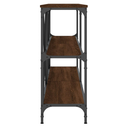 Console Table Brown Oak 160x30x75 cm Engineered Wood and Iron