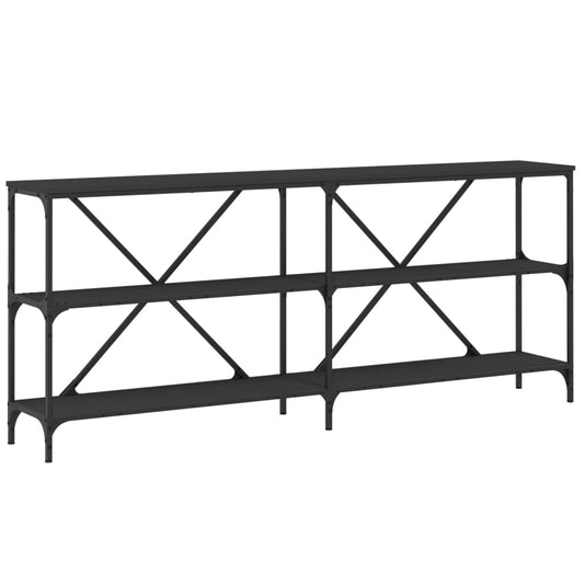 Console Table Black 180x30x75 cm Engineered Wood and Iron
