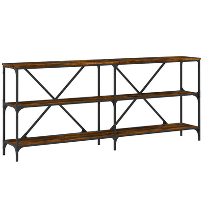 Console Table Smoked Oak 180x30x75 cm Engineered Wood and Iron