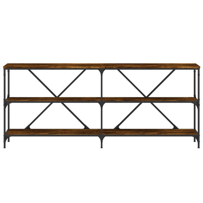 Console Table Smoked Oak 180x30x75 cm Engineered Wood and Iron