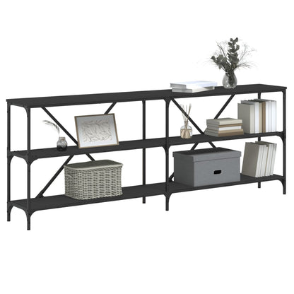 Console Table Black 200x30x75 cm Engineered Wood and Iron