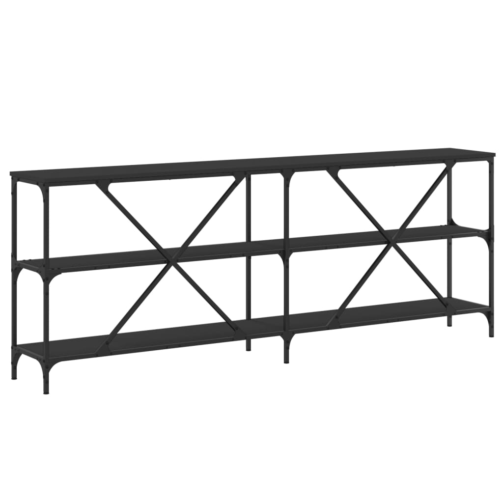 Console Table Black 200x30x75 cm Engineered Wood and Iron