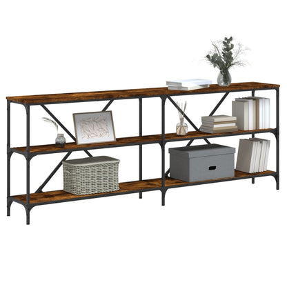 Console Table Smoked Oak 200x30x75 cm Engineered Wood and Iron