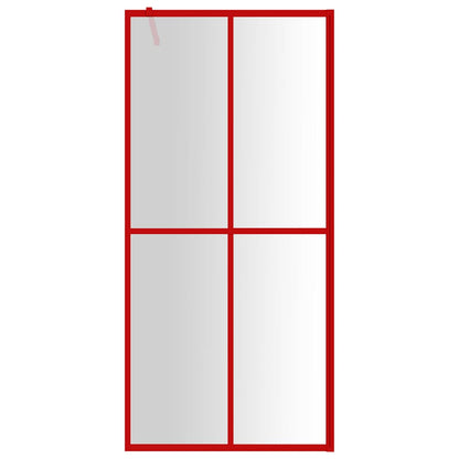 Walk-in Shower Wall with Clear ESG Glass Red 100x195 cm