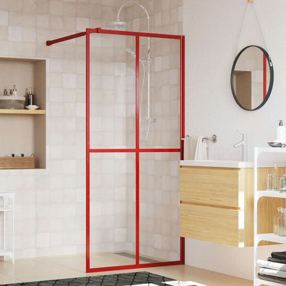 Walk-in Shower Wall with Clear ESG Glass Red 100x195 cm