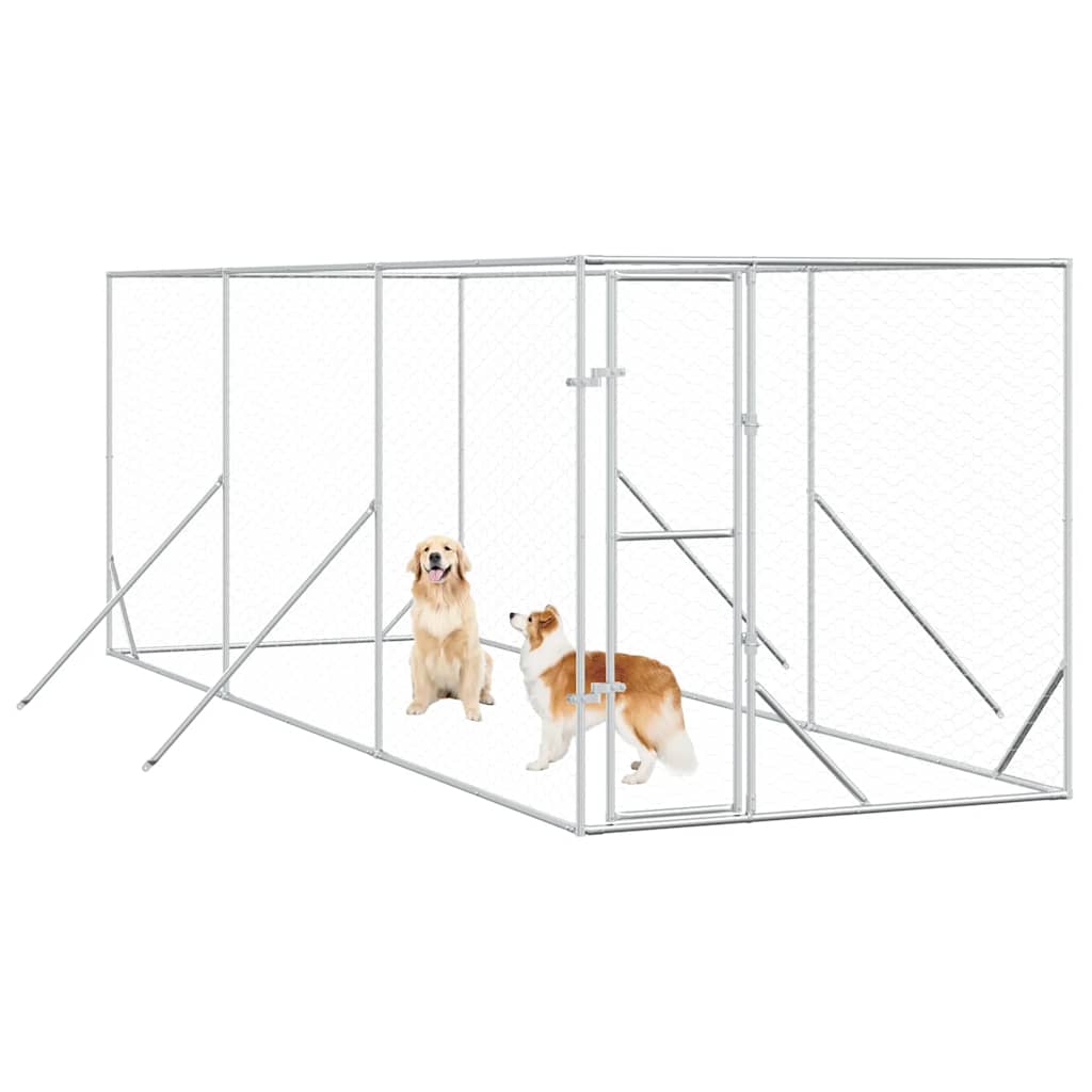 Outdoor Dog Kennel Silver 2x6x2 m Galvanised Steel