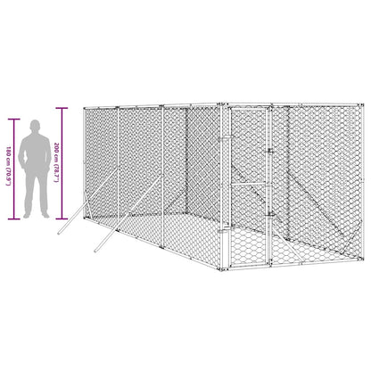 Outdoor Dog Kennel Silver 2x6x2 m Galvanised Steel