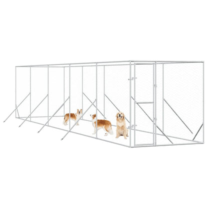 Outdoor Dog Kennel Silver 2x10x2 m Galvanised Steel