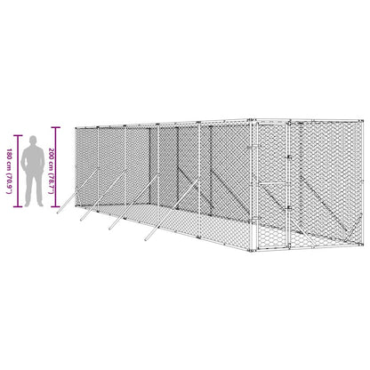 Outdoor Dog Kennel Silver 2x10x2 m Galvanised Steel