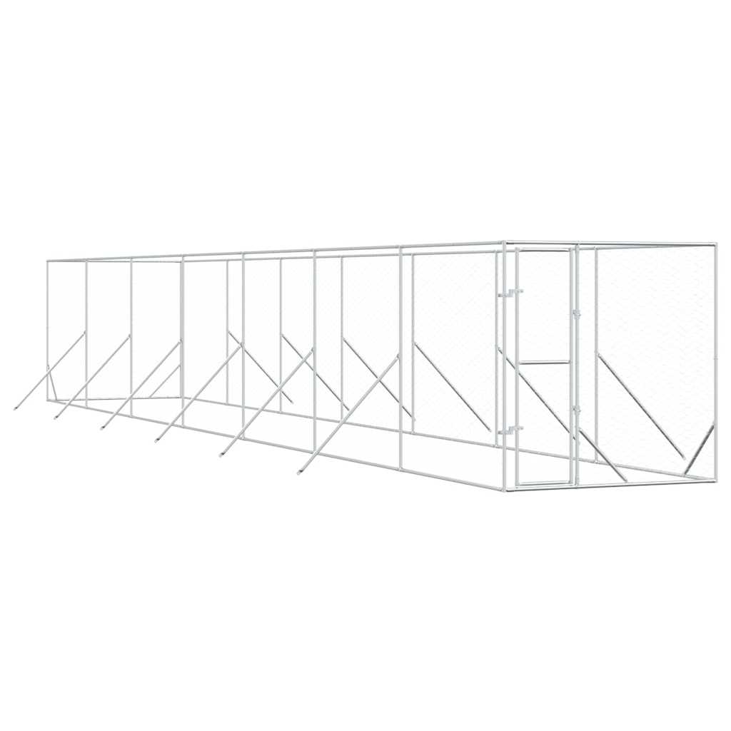 Outdoor Dog Kennel Silver 2x14x2 m Galvanised Steel