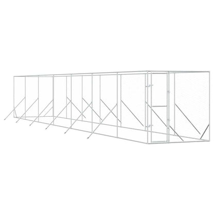 Outdoor Dog Kennel Silver 2x14x2 m Galvanised Steel