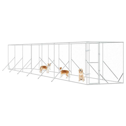 Outdoor Dog Kennel Silver 2x14x2 m Galvanised Steel