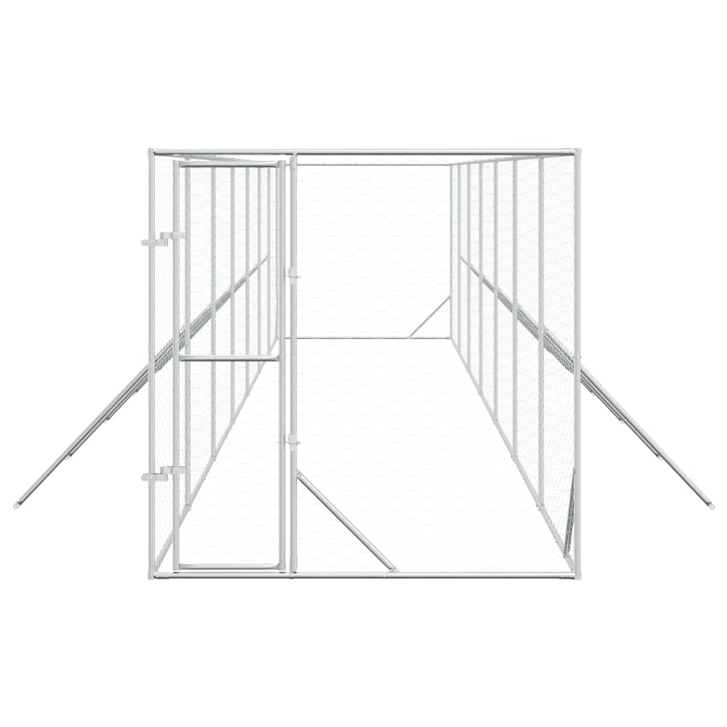 Outdoor Dog Kennel Silver 2x14x2 m Galvanised Steel